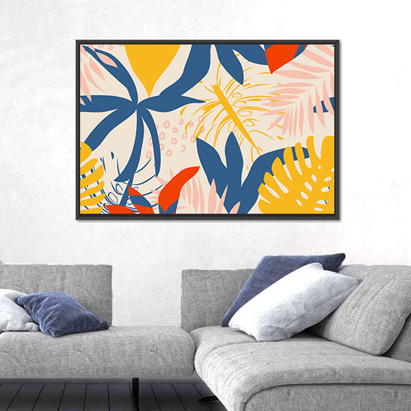 Summer Tropical Leaf Pattern Canvas Wall Art