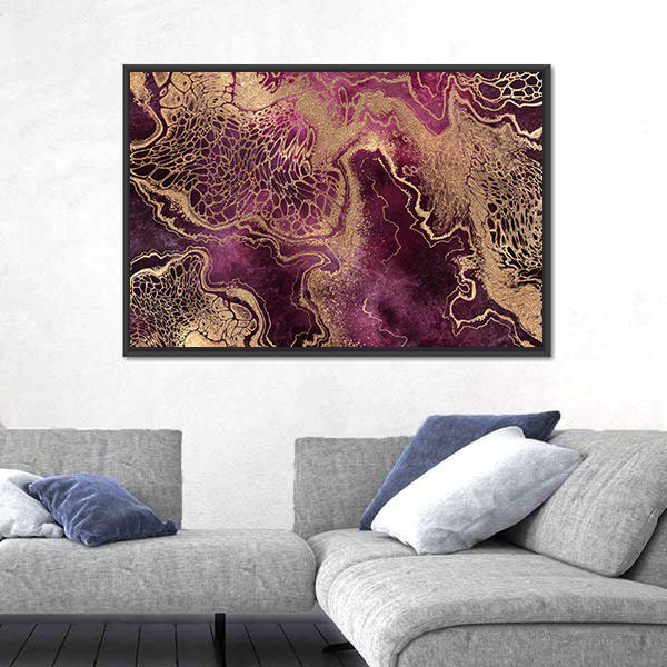 Gold Veined Marble Abstract Canvas Wall Art