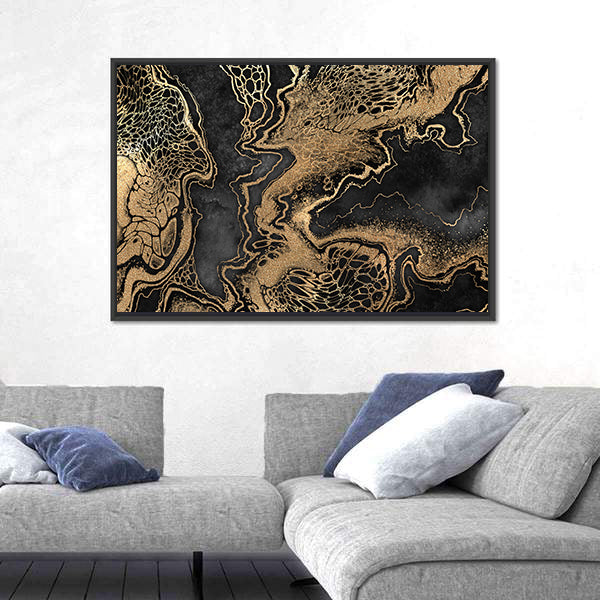 Gold Veined Marble Texture Canvas Wall Art