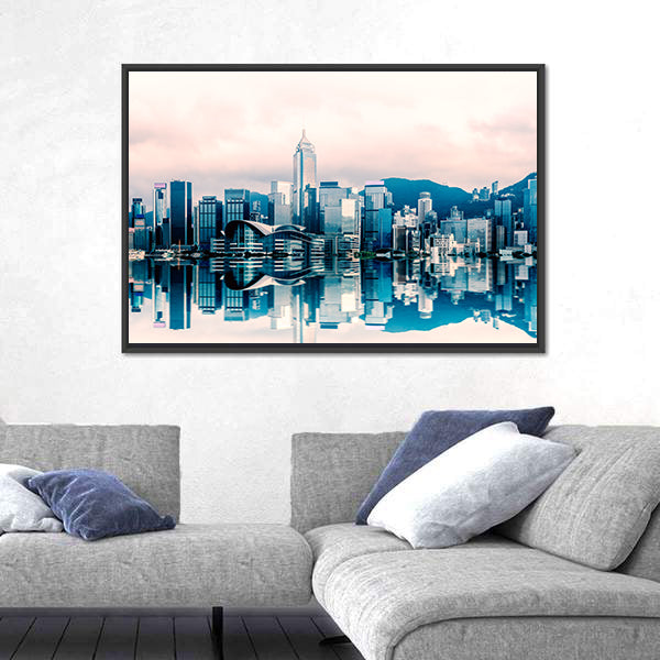 Hong Kong Cityscape At Victoria Harbour Canvas Wall Art