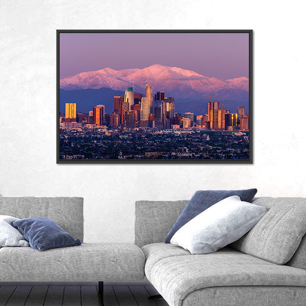 Downtown Los Angeles Skyline at Sunset Canvas Wall Art