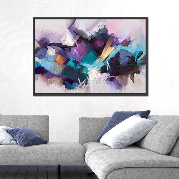 Textured Purple Geometric Abstract Canvas Wall Art