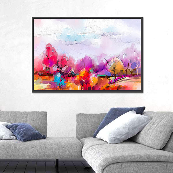 Oil-painted Abstract Trees Canvas Wall Art