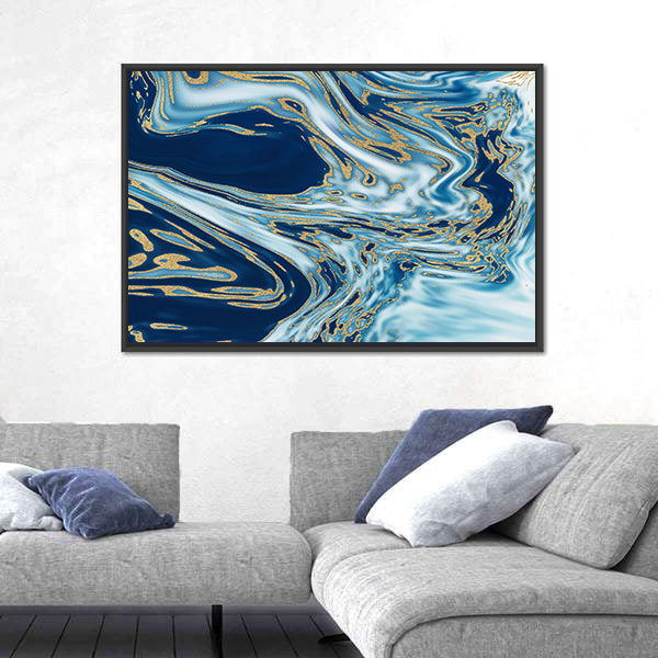 Liquid Marble with Gold Veins Canvas Wall Art