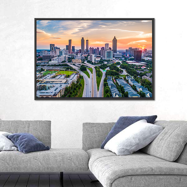 Atlanta In Georgia Skyline Canvas Wall Art