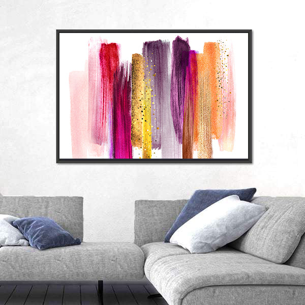Watercolor Brush Strokes with Gold Highlights Canvas Wall Art