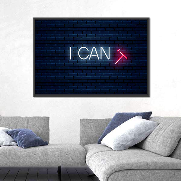 Motivation Quote With Falling T Letter Canvas Wall Art