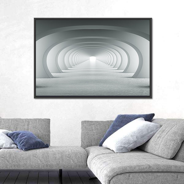 3d White Arch Tunnel Canvas Wall Art