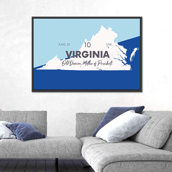 Virginia State Map Typography Canvas Wall Art