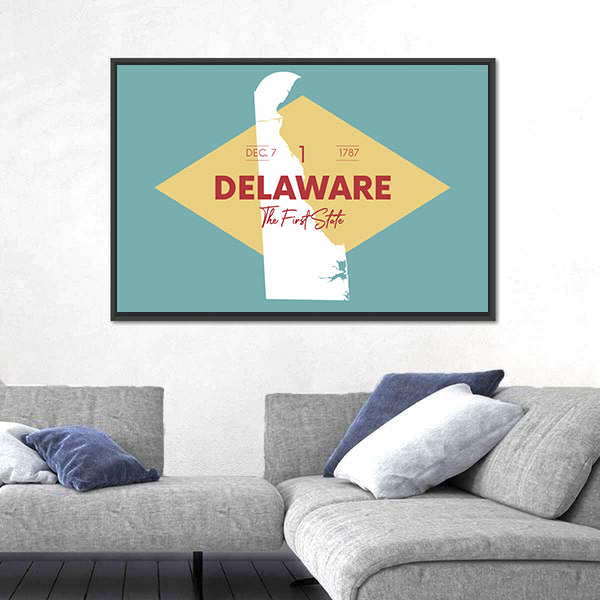 Vintage Delaware Map Canvas Wall Art