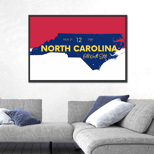 North Carolina State Map Canvas Wall Art