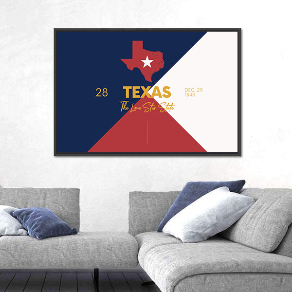 Texas Map with Lone Star Canvas Wall Art