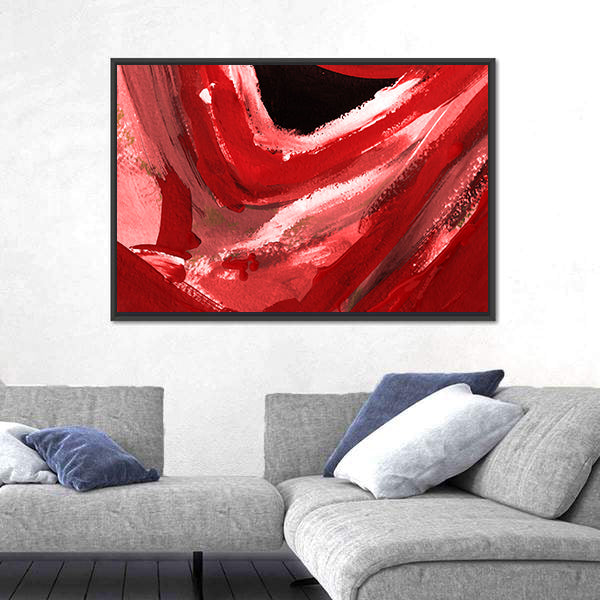 Red and Pink Abstract Brushstrokes Canvas Wall Art