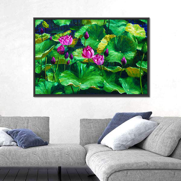Lotus Flowers Oil Painting Canvas Wall Art
