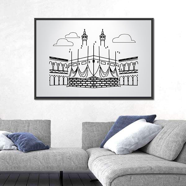 Kaaba Numbered Dot Puzzle Illustration Canvas Wall Art