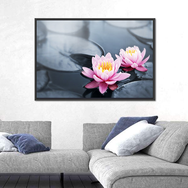 Pink Lotus Blossoms Canvas Wall Art