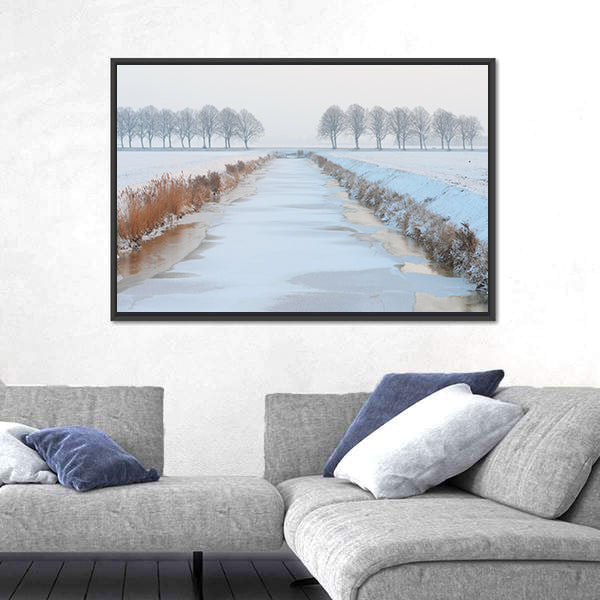Winter Landscape In Holland Canvas Wall Art