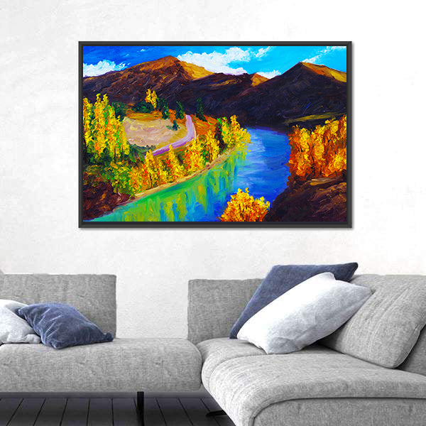 Autumn River Oil Painting Canvas Wall Art