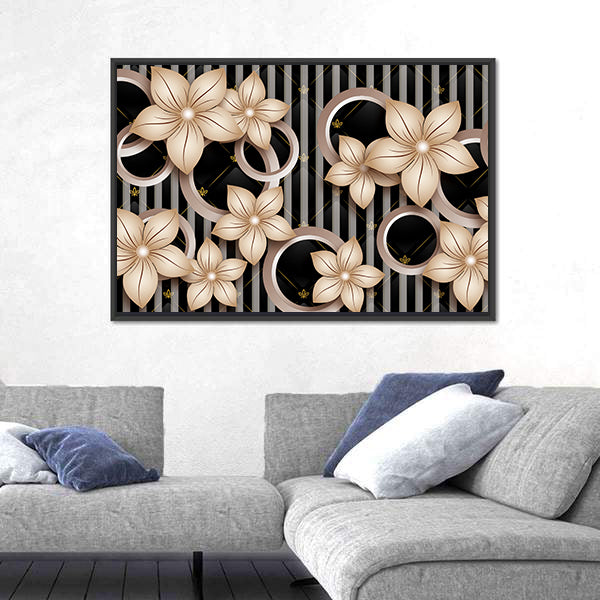 Modern Abstract Floral with Gold Accents Canvas Wall Art
