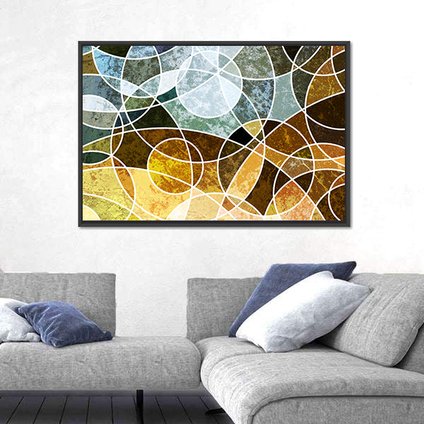 Abstract Geometric Circles in Blue and Green Canvas Wall Art