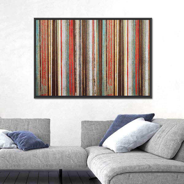 Vintage Shabby Striped Wallpaper Canvas Wall Art
