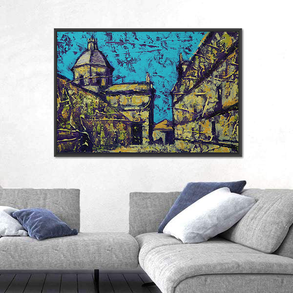Church in Salamanca Street Scene Canvas Wall Art