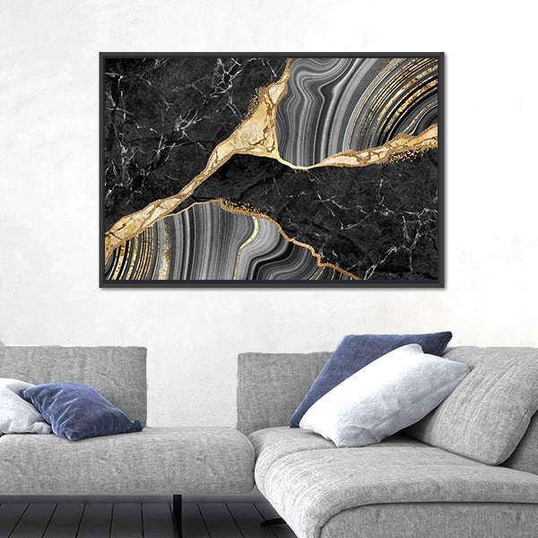 Gold-flecked Marble and Agate Texture Canvas Wall Art