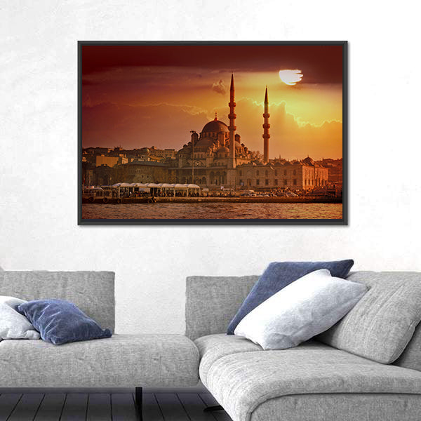 Suleymaniye Mosque At Sunset In Istanbul Canvas Wall Art