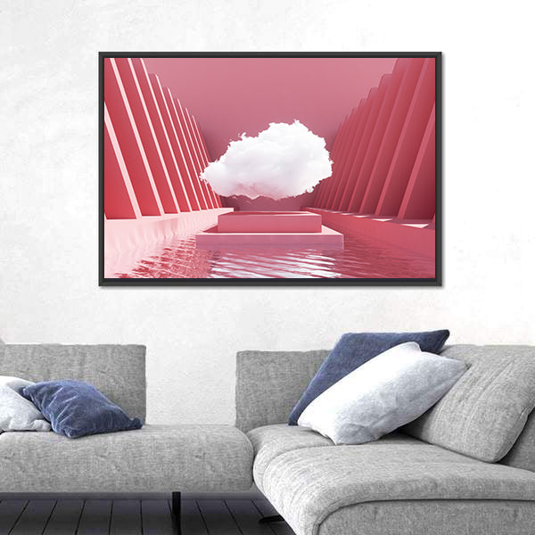 Reflective Pink Pool Abstract Canvas Wall Art