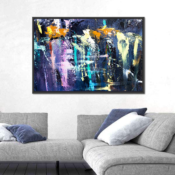 Dark Brushstrokes Abstraction Canvas Wall Art