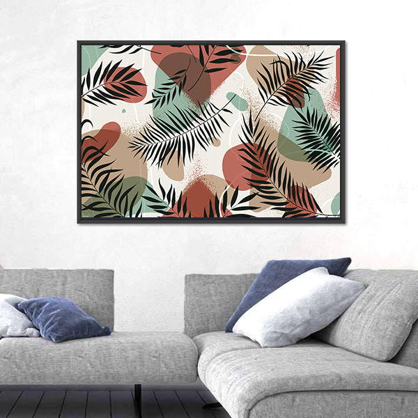 Tropical Palm and Fern Leaves Print Canvas Wall Art