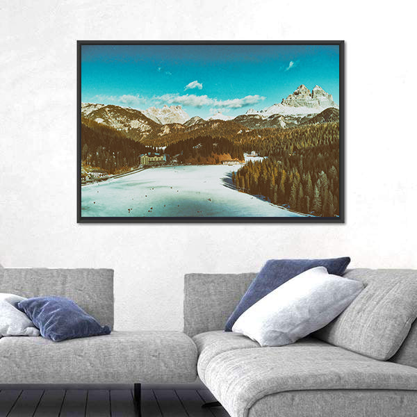 Italian Dolomites in Winter Canvas Wall Art
