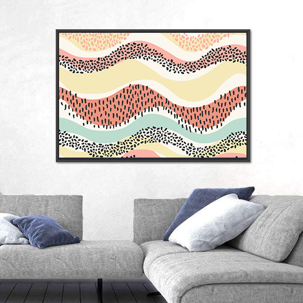 Layered Wavy Bands with Seed Dots Canvas Wall Art