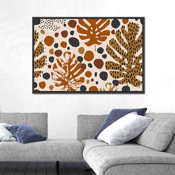 Tropical Monstera Leaf Pattern Canvas Wall Art