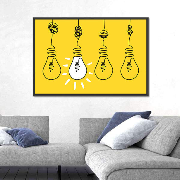 Four Lightbulbs Technology Concept Canvas Wall Art