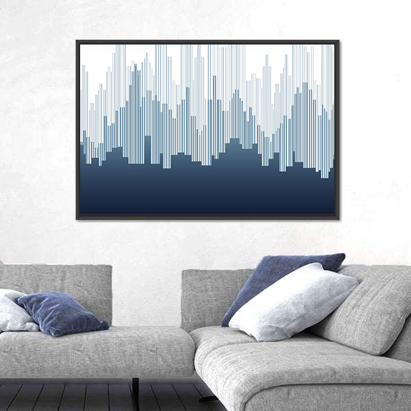 Minimalist City Skyline in Navy and White Canvas Wall Art