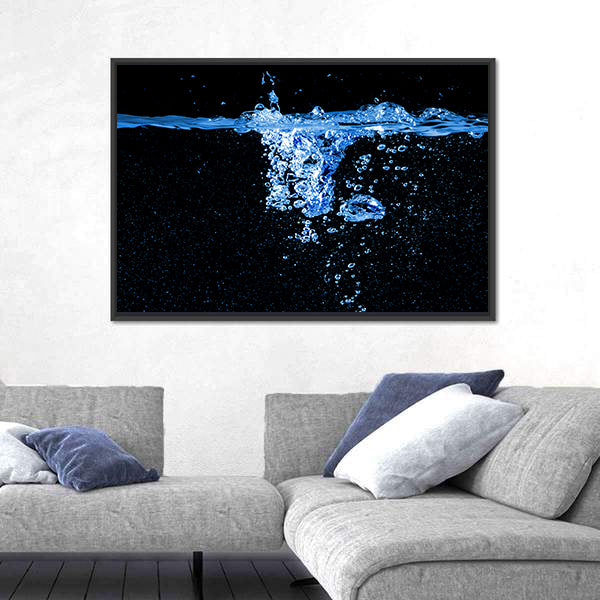 Dark Water Splash with Bubbles Canvas Wall Art
