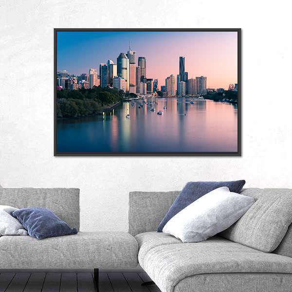Brisbane Downtown At Sunrise Canvas Wall Art