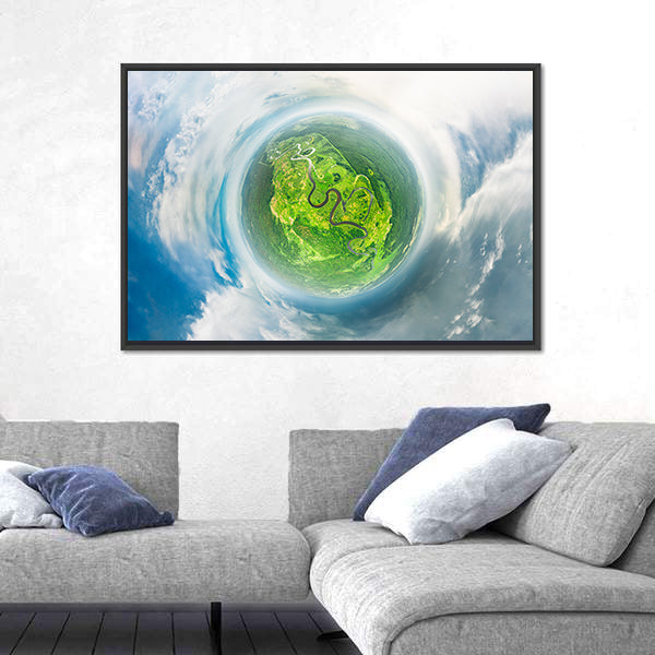 Small Planet Concept From Space Canvas Wall Art