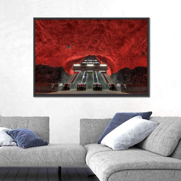 Stockholm Metro Station Interior Canvas Wall Art