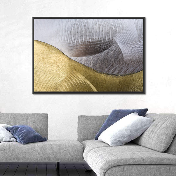Gold and Silver Abstract Waves Canvas Wall Art