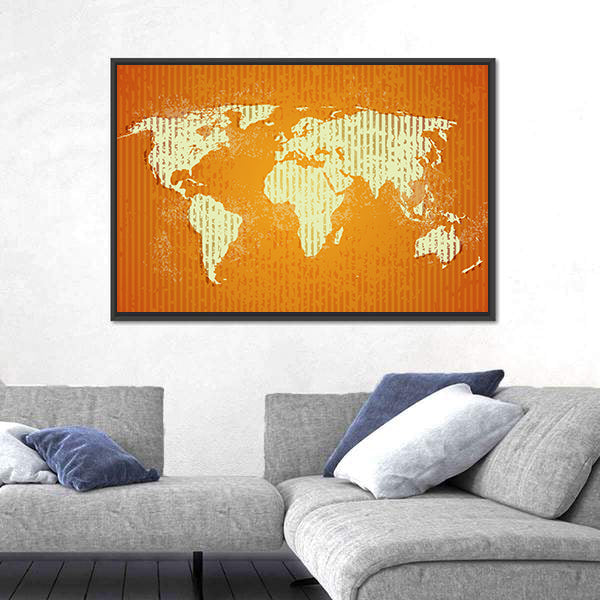 Vintage Old World Map with Stripes Canvas Wall Art