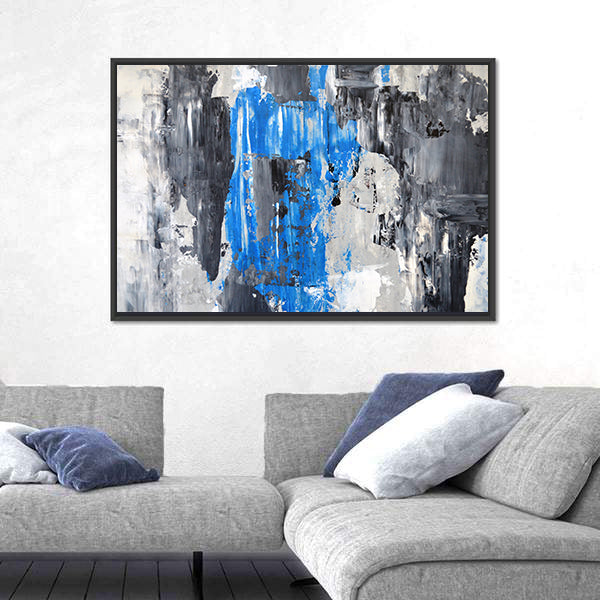 Blue Abstract with Palette Knife Texture Canvas Wall Art