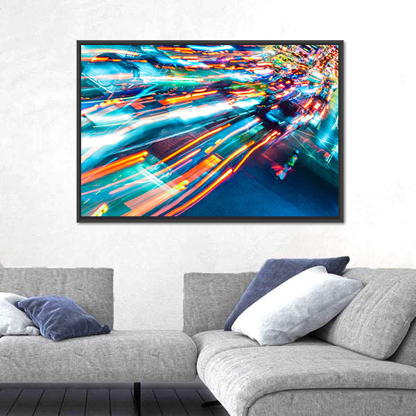 Car Lights Trails Canvas Wall Art