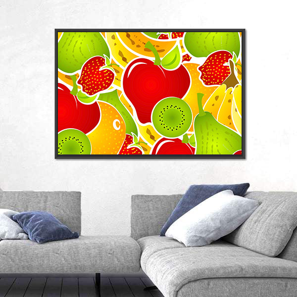 Healthy Fruit Illustration Canvas Wall Art