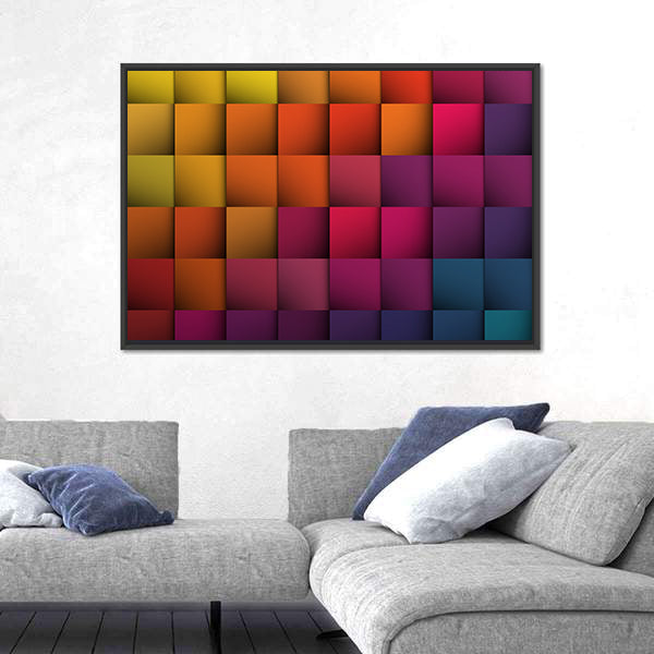 Colorful 3d Cube Grid Canvas Wall Art