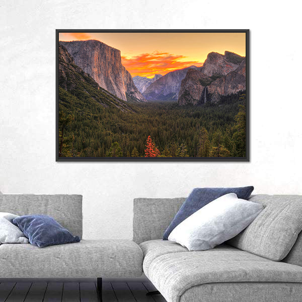 Yosemite Sunrise Over Granite Valley Canvas Wall Art