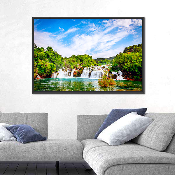 Waterfall In Krka National Park Canvas Wall Art