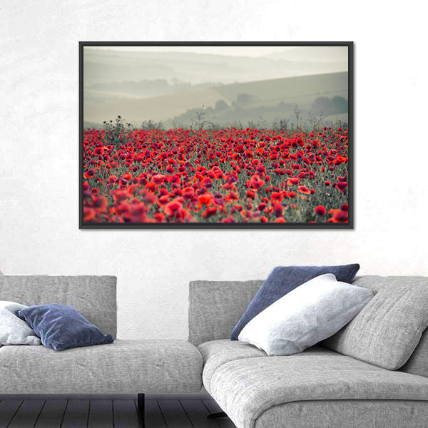 Field of Red Poppies Canvas Wall Art