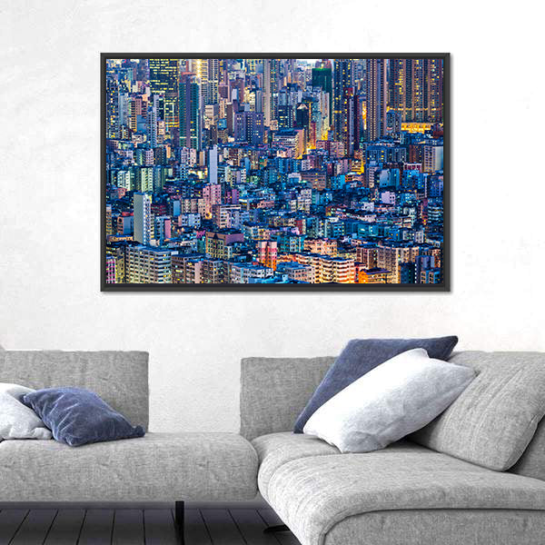 Hong Kong At Night Canvas Wall Art